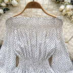 Off-shoulder Polka Dot Elactic Top