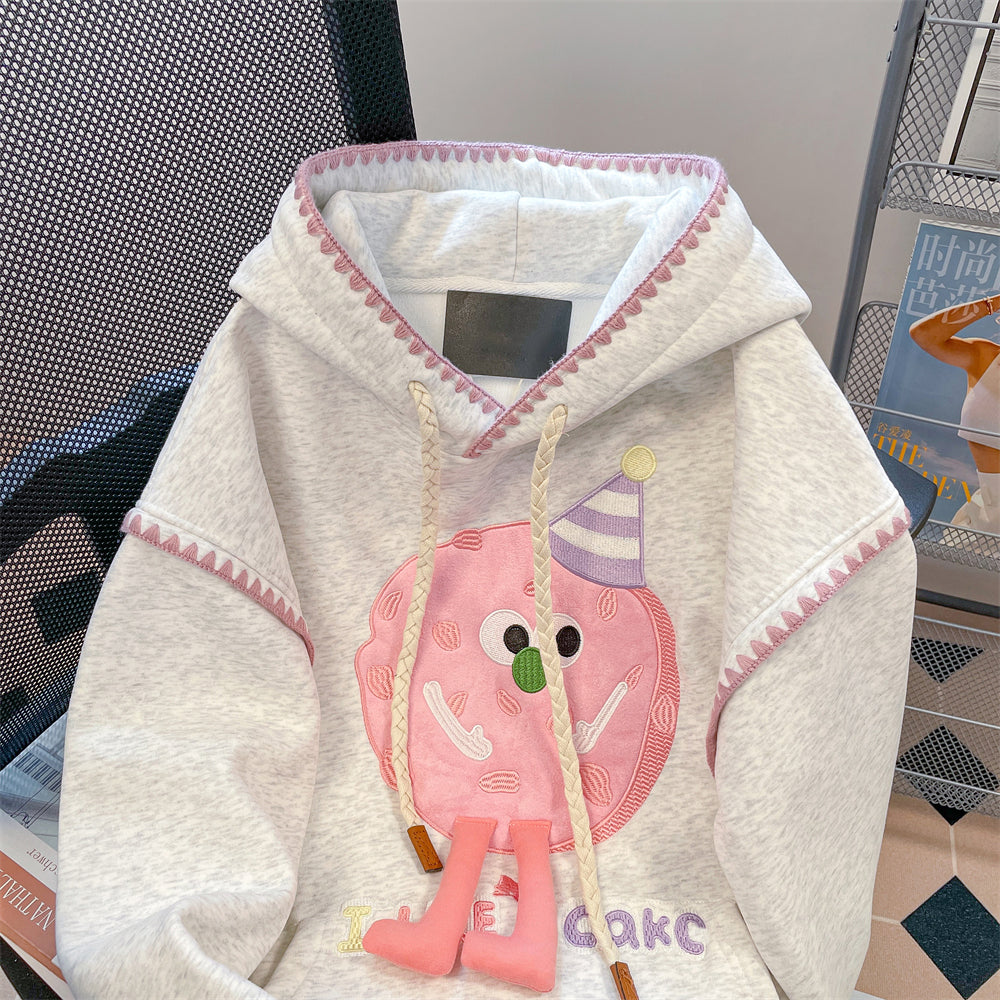 Cutie Thermal Cartoon Embroidered Hoodie