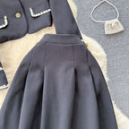 Lapeled Blazer&Draped Skirt 2Pcs