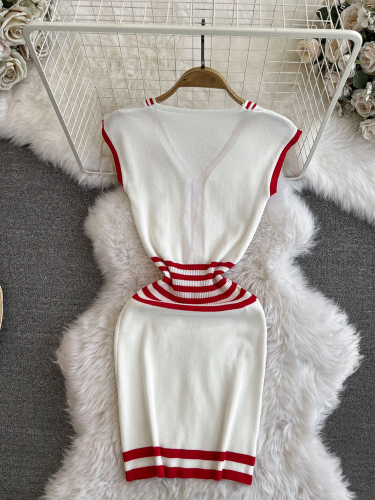 V-neck Sleeveless Knitted Bottoming Dress