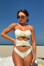 3D Floral Cut Out One Piece Swimsuit
