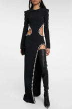 Bandage Metal Balls Cut-Out Maxi Dress