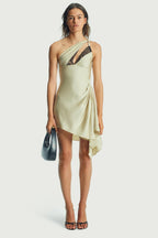 Lace Splicing One-Shoulder Mini Dress
