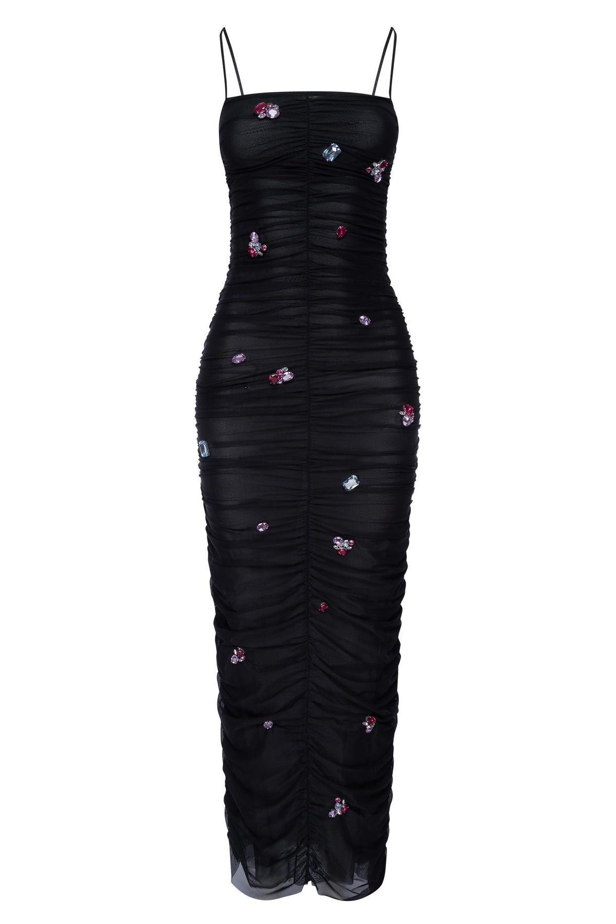 Rivet Gather Slip Midi Dress