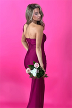 Solid One-Shoulder Knotted Maxi Dress