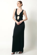 Solid Cut-Out Sleeveless Maxi Dress