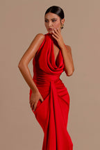 Solid Halter Neck Backless Maxi Dress