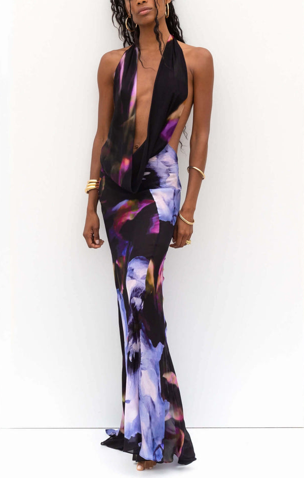 Floral Swing Collar Sleeveless Midi Dress