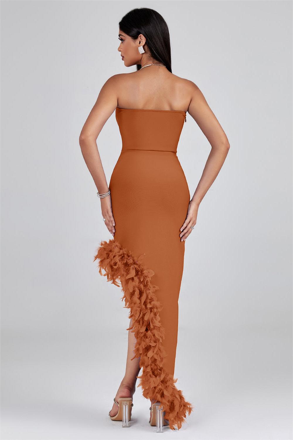 Feather Tassel Knit Midi Dress