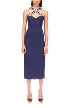 Rhinestone Solid Cut Out Sleeveless Midi Dress