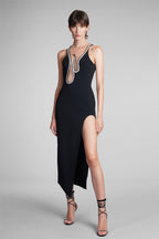 Rhinestone Sleeveless Split Midi Dress