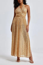 Sequin Sleeveless V-Neck Midi Dress