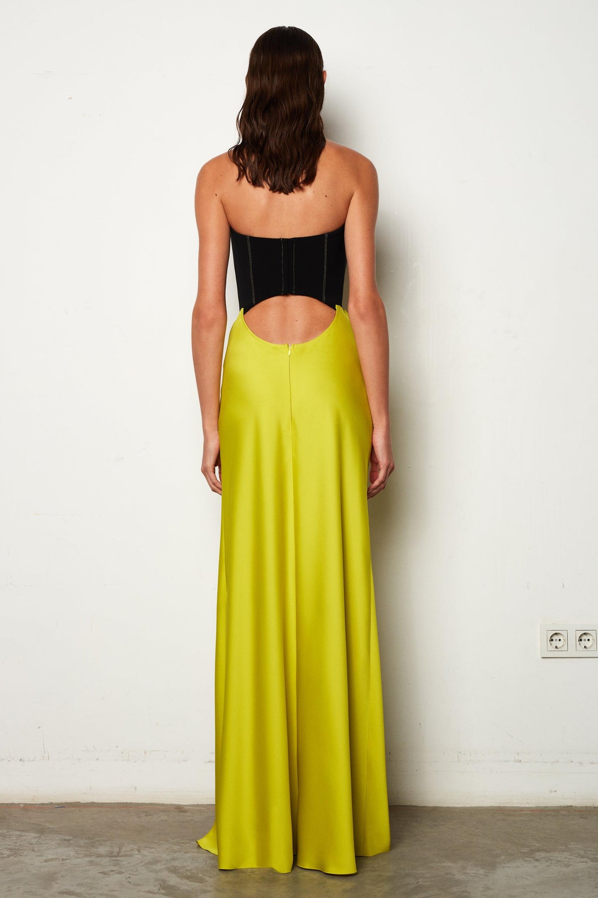 Bandage Splicing Satin Cut-Out  Midi Dress