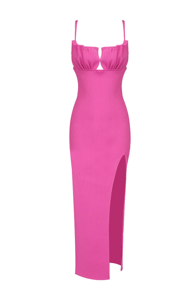 Knit Cut-Out Split Midi Dress