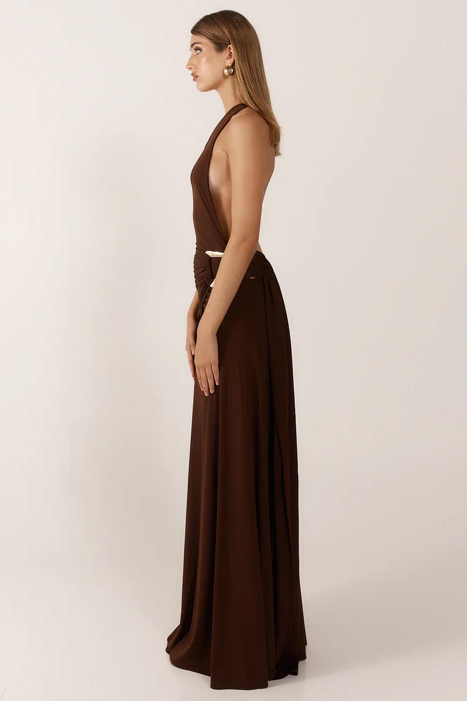 Solid Jersey One-Shoulder Backless Maxi Dress