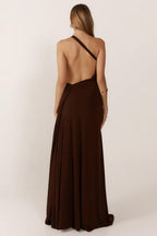 Solid Jersey One-Shoulder Backless Maxi Dress