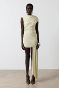 Solid Gathering Sleeveless Midi Dress