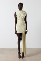 Solid Gathering Sleeveless Midi Dress