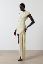 Solid Gathering Sleeveless Midi Dress