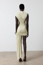 Solid Gathering Sleeveless Midi Dress
