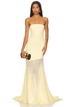 Mesh Off-Shoulder Solid Maxi Dress