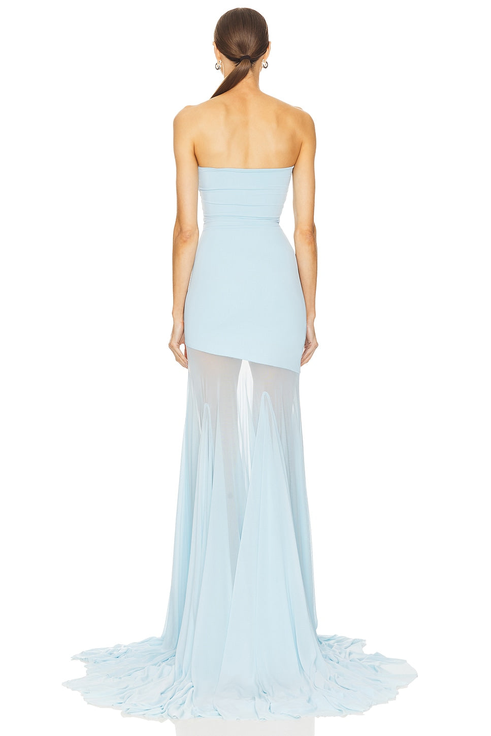 Mesh Off-Shoulder Solid Maxi Dress