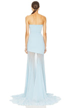 Mesh Off-Shoulder Solid Maxi Dress