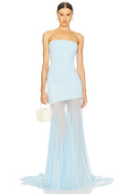 Mesh Off-Shoulder Solid Maxi Dress