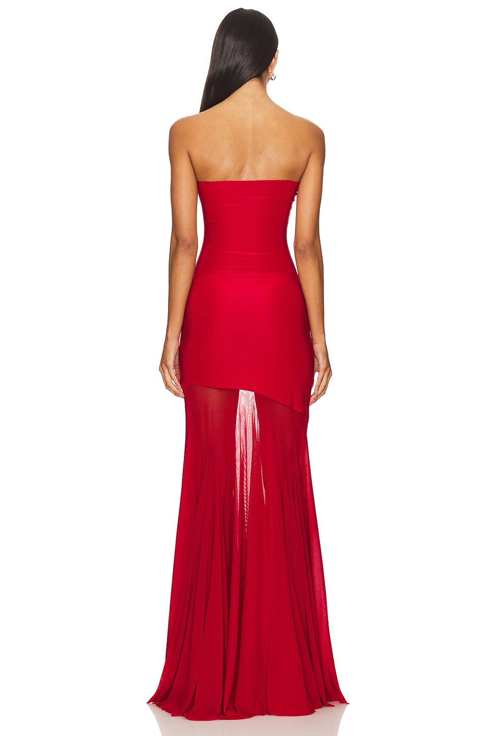 Mesh Off-Shoulder Solid Maxi Dress