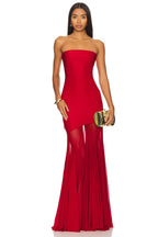 Mesh Off-Shoulder Solid Maxi Dress