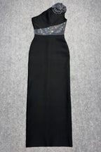 Bandage Rhinestone 3D Flower Midi Dress