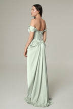 Satin Pleated Lace-Up Maxi Dress