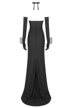 3D Flower Halter Neck Cut-Out Maxi Dress With Gloves
