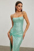 Sequin Knotted Lace-Up Maxi Dress