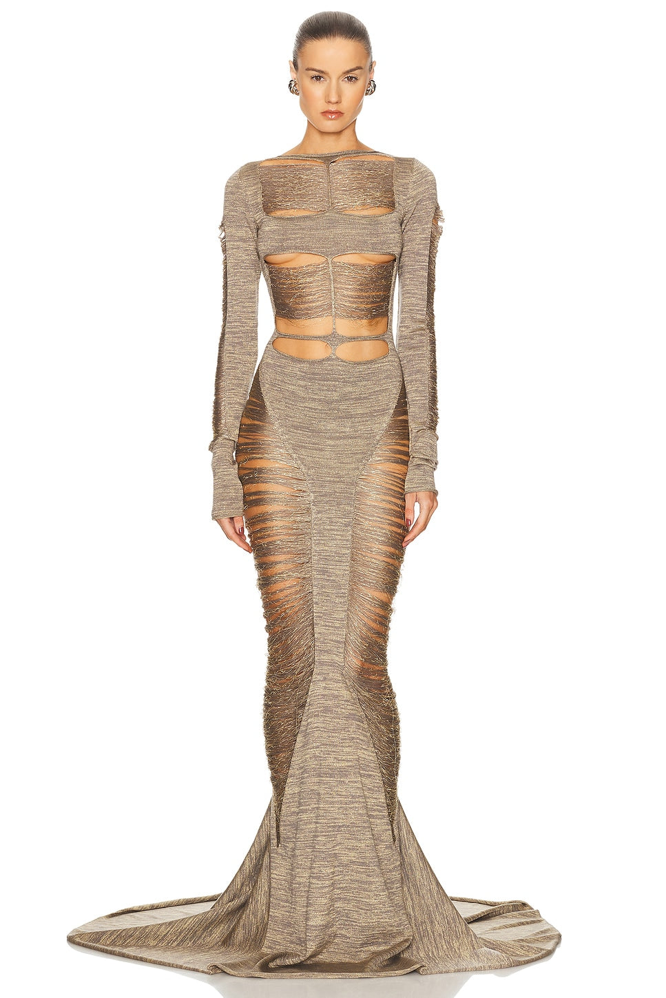Knit Cut-Out Long Sleeve Maxi Dress