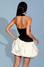 3D Flower Contrast Color Bandage Mini Dress