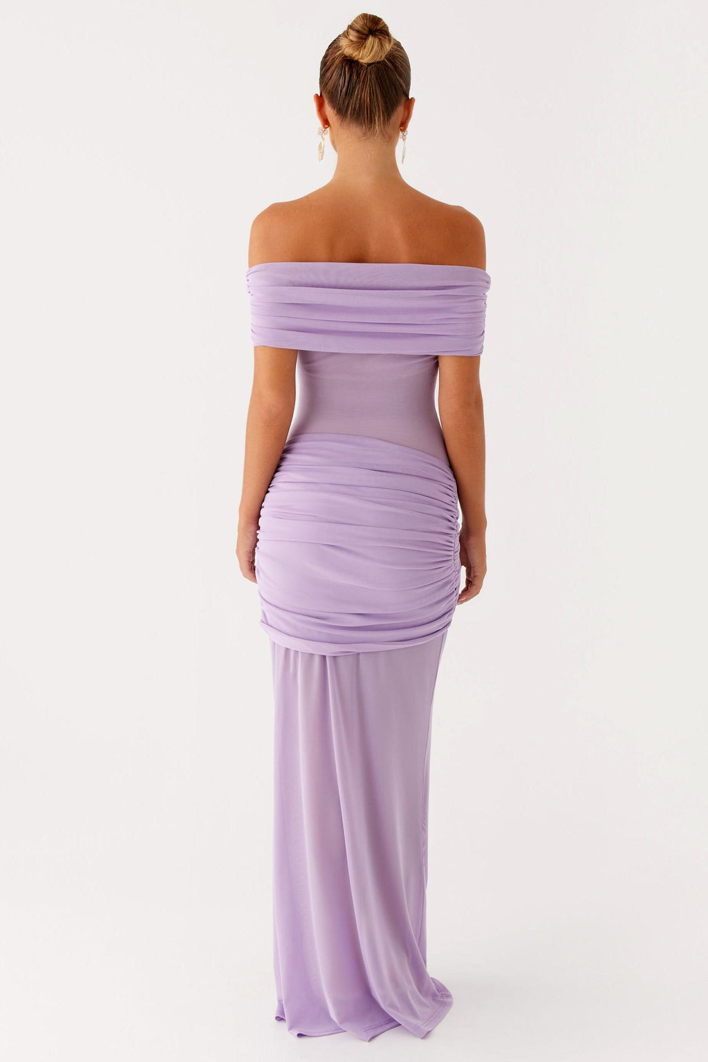 Mesh See-Through Off-Shoulder Maxi Dress