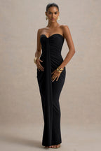 Solid Off-Shoulder Gathering Maxi Dress
