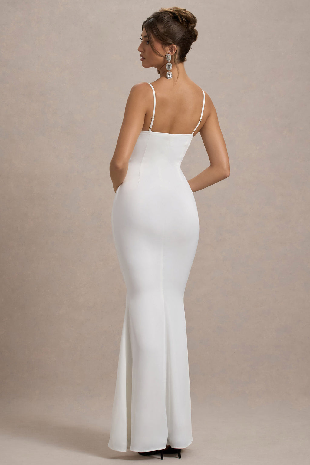 Satin Contrast Color Bow Maxi Dress