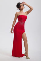 Rhinestone Off-Shoulder Corset Maxi Dress