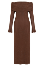 Mesh Silver Foil Stamping Off-Shoulder Midi Dress