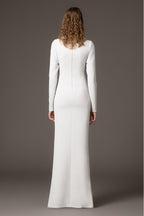 Solid Rhinestone Slit Maxi Dress