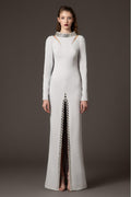 Solid Rhinestone Slit Maxi Dress