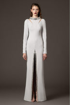 Solid Rhinestone Slit Maxi Dress