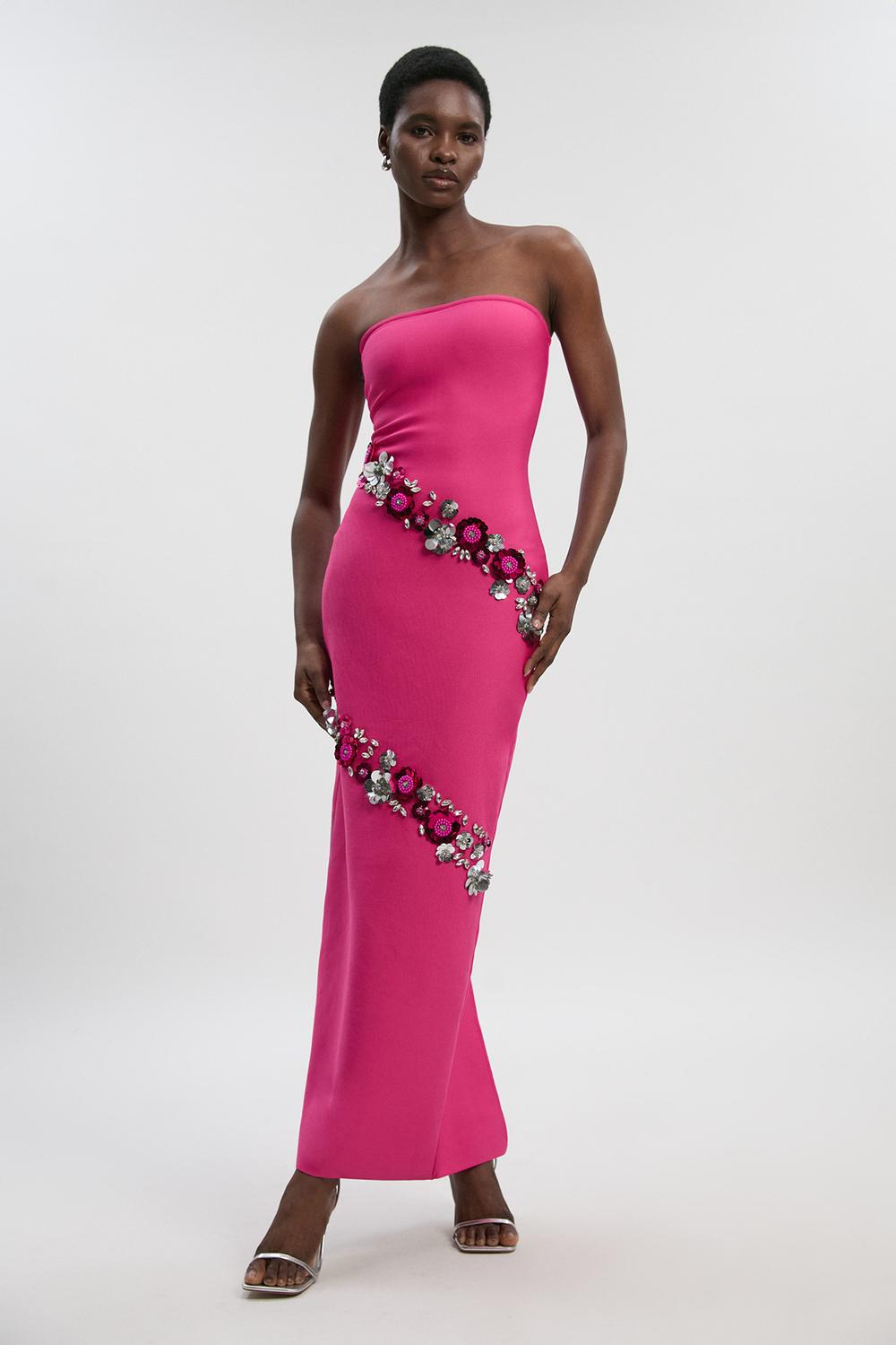 Bandage Rivet Floral Midi Dress