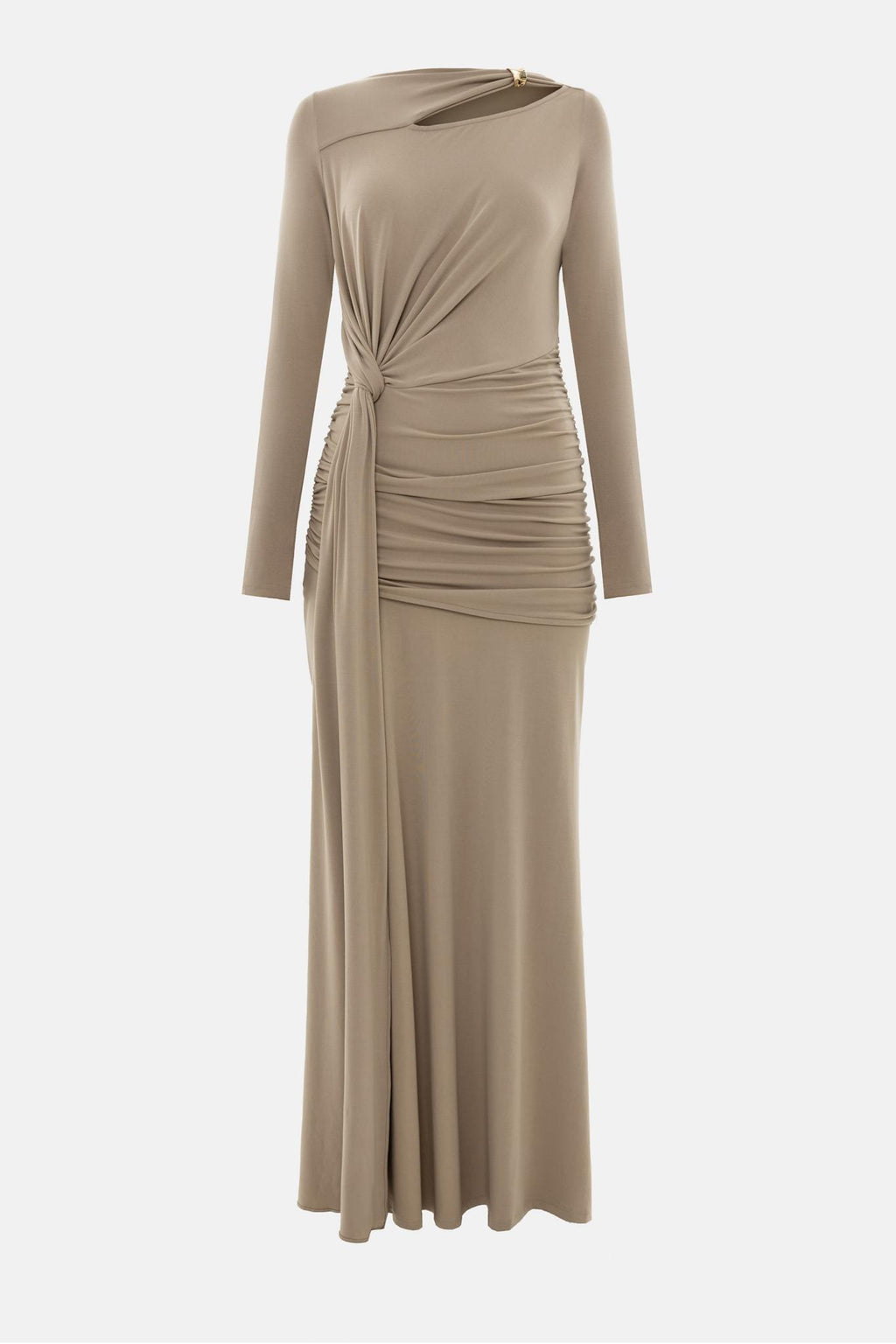 Cut-Out Asymmetrical Neck Long Sleeve Maxi Dress