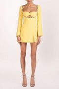 Long Sleeve Cut-Out Slit Mini Dress