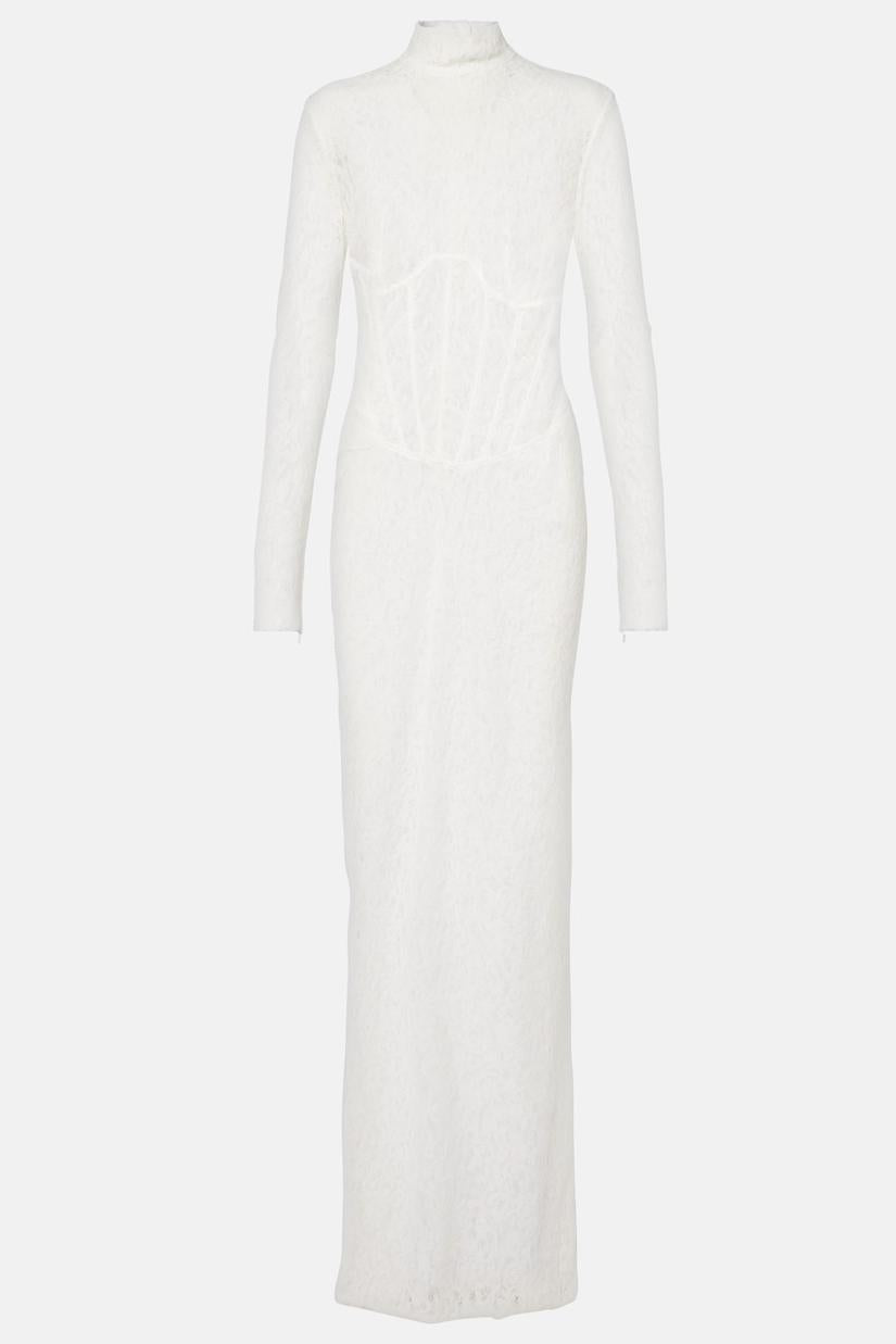 Lace Corset Long Sleeve Maxi Dress