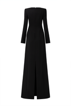 Bandage Rhinestone Long Sleeve Maxi Dress