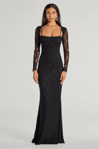 Lace Tie-Up Midi Dress With Cardigan